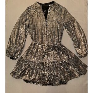 NWT Alex Marie Sequin Dress Long Sleeve With Belt Size‎ 4